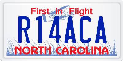 NC license plate R14ACA