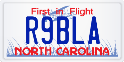 NC license plate R9BLA