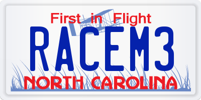 NC license plate RACEM3