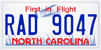 NC license plate RAD9047