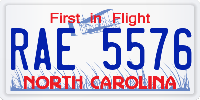 NC license plate RAE5576