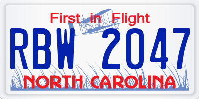 NC license plate RBW2047