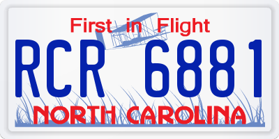 NC license plate RCR6881