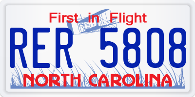 NC license plate RER5808