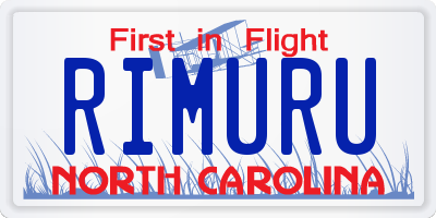 NC license plate RIMURU