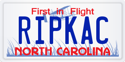 NC license plate RIPKAC