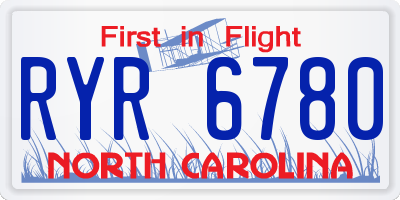 NC license plate RYR6780