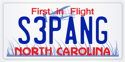 NC license plate S3PANG