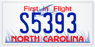 NC license plate S5393