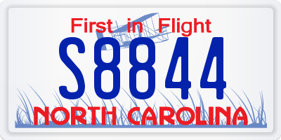 NC license plate S8844