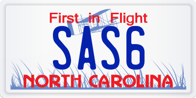 NC license plate SAS6