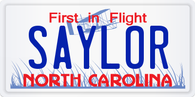 NC license plate SAYLOR