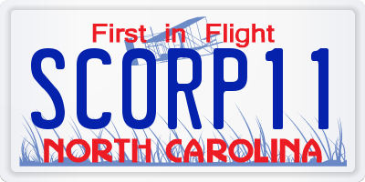 NC license plate SC0RP11