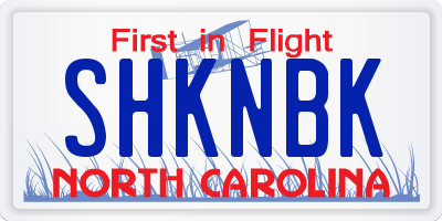 NC license plate SHKNBK