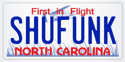 NC license plate SHUFUNK