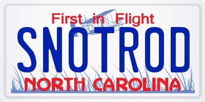 NC license plate SN0TR0D