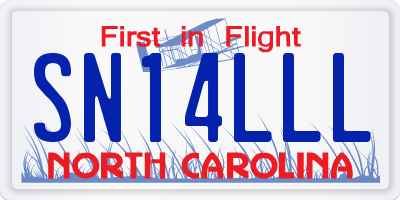 NC license plate SN14LLL