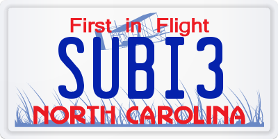 NC license plate SUBI3