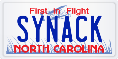 NC license plate SYNACK