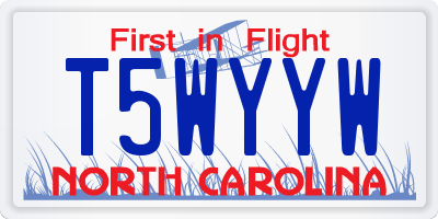 NC license plate T5WYYW