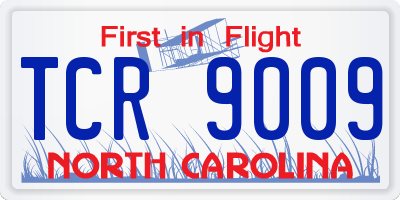 NC license plate TCR9009