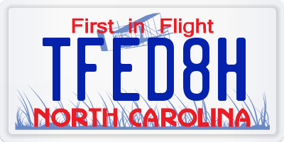 NC license plate TFED8H