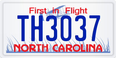 NC license plate TH3037