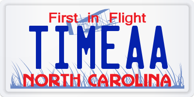 NC license plate TIMEAA