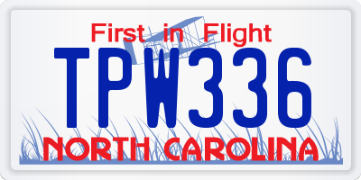 NC license plate TPW336