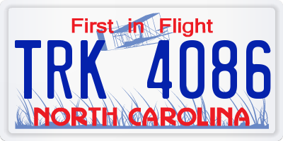 NC license plate TRK4086