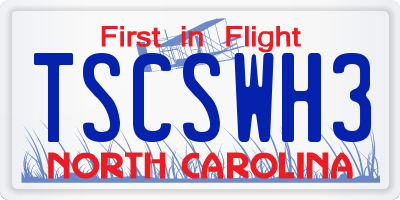 NC license plate TSCSWH3