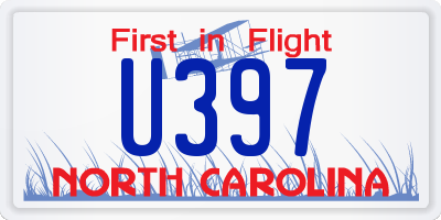 NC license plate U397