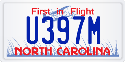 NC license plate U397M