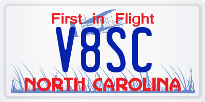 NC license plate V8SC