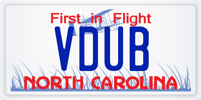 NC license plate VDUB