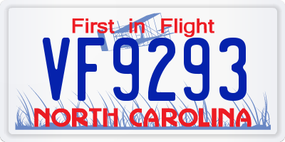 NC license plate VF9293