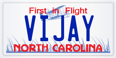 NC license plate VIJAY