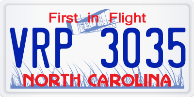 NC license plate VRP3035