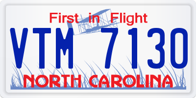 NC license plate VTM7130