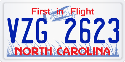 NC license plate VZG2623