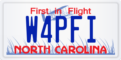 NC license plate W4PFI