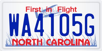 NC license plate WA4105G