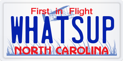 NC license plate WHATSUP