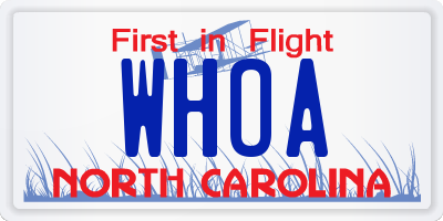 NC license plate WHOA