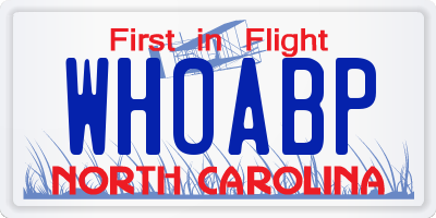 NC license plate WHOABP