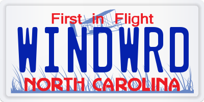 NC license plate WINDWRD