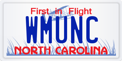 NC license plate WMUNC