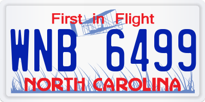 NC license plate WNB6499