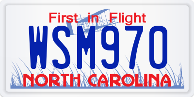 NC license plate WSM970