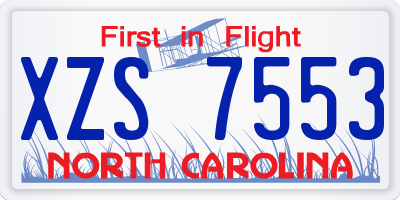 NC license plate XZS7553